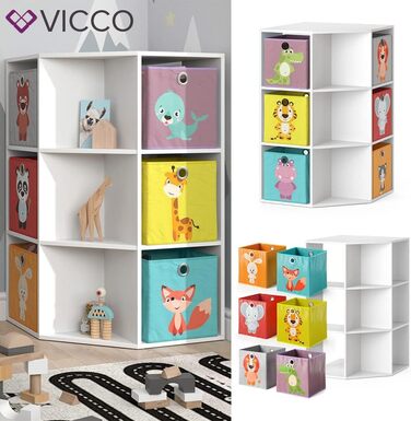 Дитяча полиця Vicco Luigi, 64 x 107,8 см з 4 відкидними коробками (біла, з відкидними коробками оп.1)