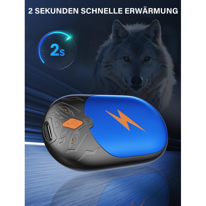 Електричні грілки для рук 2 шт., ультралегкі, перезаряджаються, портативні, 3 режими нагріву, до 24 годин, багаторазові USB грілки для рук для активного відпочинку взимку (блакитні)