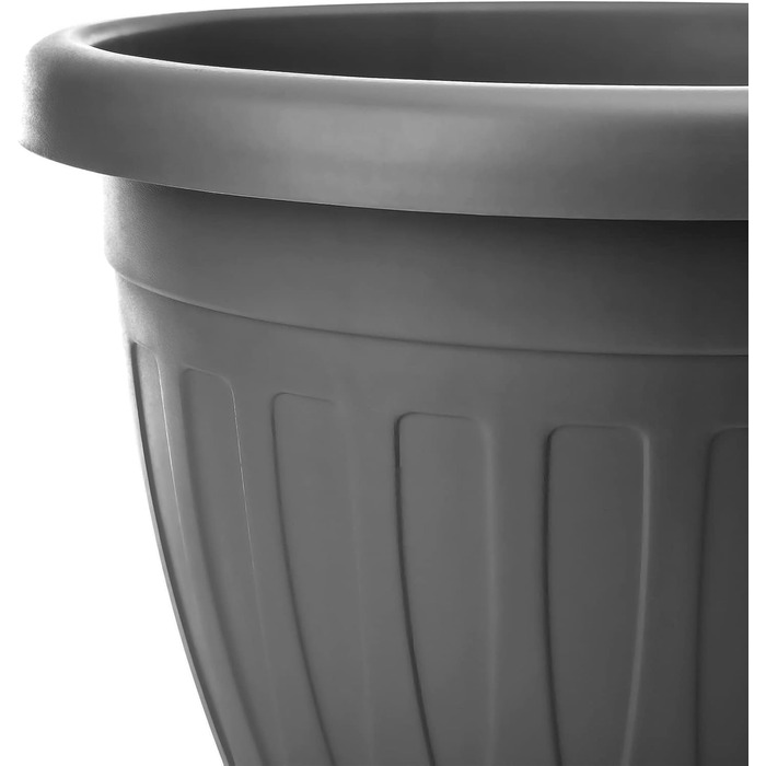 Плантатор BigDean 3X з підставкою, ø50xH38 см, антрацит - вологостійкий горщик для квітів - з водостоком, UV-стійкий, з міцного пластику - для внутрішнього та зовнішнього використання, Made in Europe