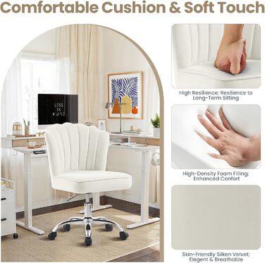 Крісло для офісу Fiximaster Homeoffice, крісло для робочого місця, обертове, регульоване по висоті, з м'якою оббивкою з велюру, золоті ніжки, до 135 кг, зелений колір