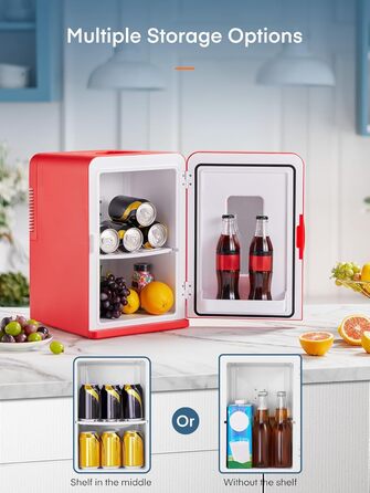 Mini холодильник FOHERE 15L з функцією охолодження та обігріву, для дому, офісу та авто, червоний