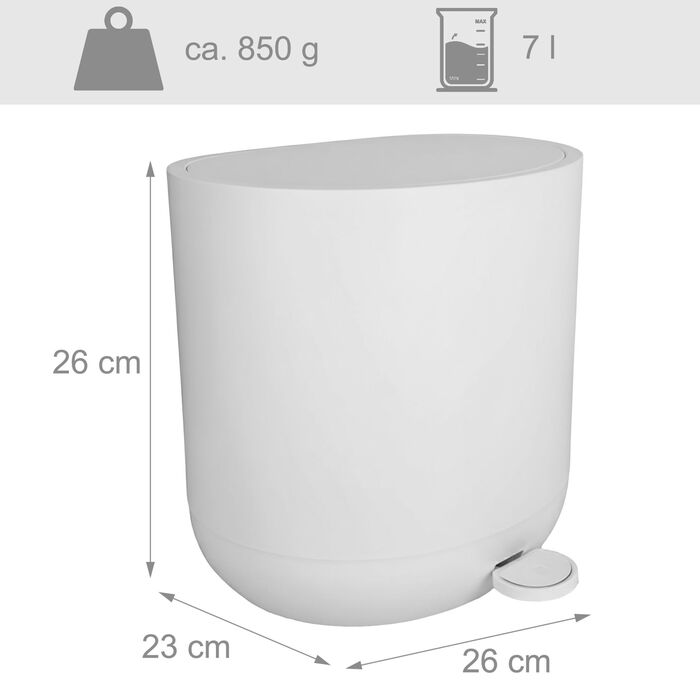 Відро для сміття Relaxdays з м'яким закриттям, 7 л