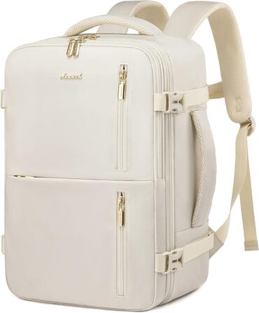 Рюкзак LOVEVOOK для ручної поклажі 40x30x20, дорожній рюкзак для жінок та чоловіків, ручна поклажа, рюкзак для подорожей 24л для 14-дюймового ноутбука, рюкзак-валіза з USB для роботи, бізнес-подорожі (40 x 20 x 25 см (14 дюймів), Бежевий)