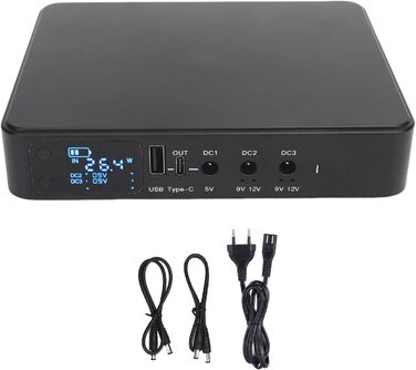 UPS джерело безперебійного живлення, акумуляторний блок живлення 10400mAh USB Type-C з цифровим дисплеєм для камер, роутерів (EU-штекер)