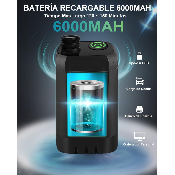 Портативна душова кабіна для кемпінгу AUTOPkio з акумулятором 6000mAh, цифрова панель керування, чорна