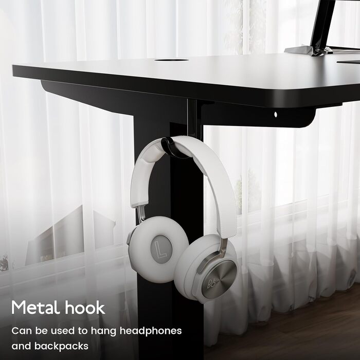 Регульований стіл 60x110 см, електричний з пам'яттю та захистом від зіткнень, висота 70–117 см, для офісу, дому та геймінгу (білий). Також доступний розмір 140x60 см (чорний)