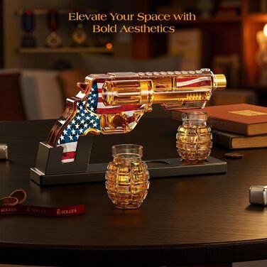 Набір скляного графину для віскі Kollea з келихом у формі гранату, подарунок для чоловіків, батька, друга, військових, святковий набір