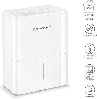Осушувач повітря TROTEC TTK 32 E, електричний, 14 л/день, для приміщень до 15 м², авто-вимкнення, для квартири та спальні