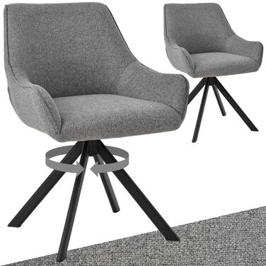 Обідні стільці поворотні, комплект 2 шт. з підлокітниками, світло-сірий льон. Сучасні поворотні стільці для кухні, вітальні, офісу. Металевий каркас, м'яке сидіння, підходить для їдальні, вітальні, офісу, колір: коричневий.