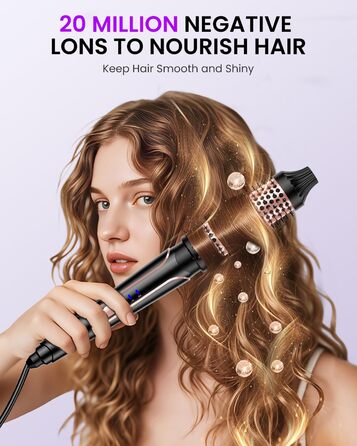 Набір для завивки волосся BESTOPE PRO 5-в-1 з LED-дисплеєм: 3 насадки, регулювання температури, швидкий нагрів, рукавичка, кліпси, рожеве золото