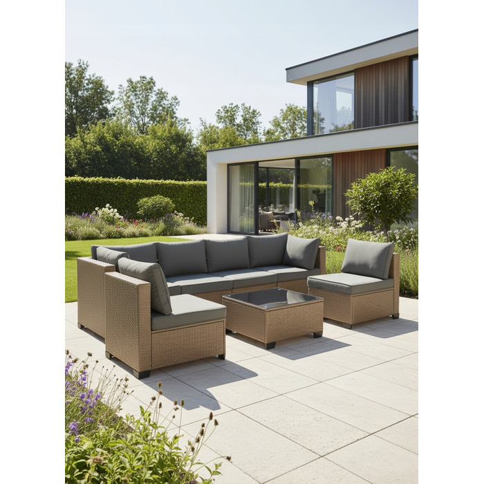 Комплект садових меблів із техноротанга MTG Trade Group, бежевий, 7 предметів