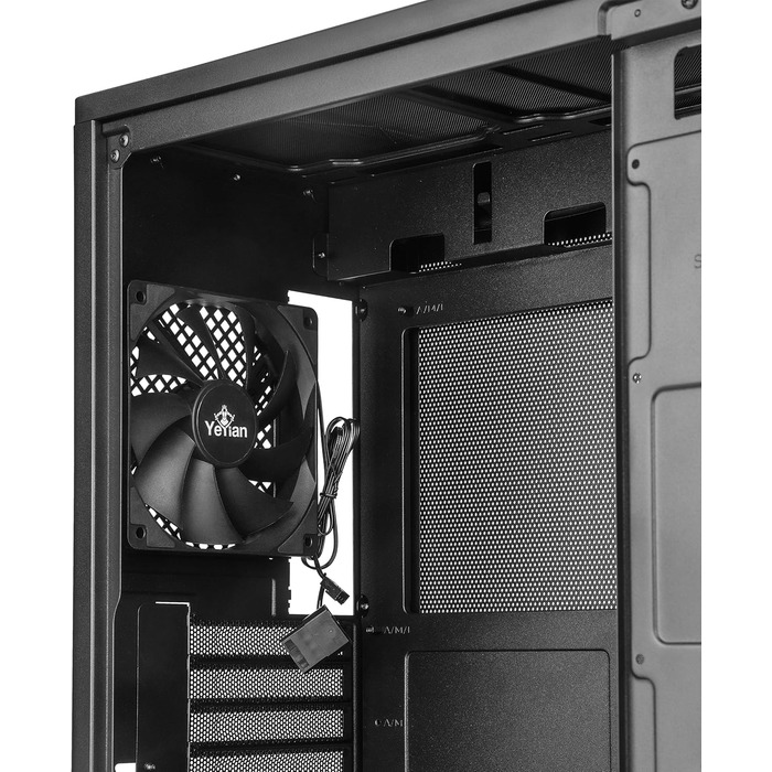 YEYIAN Hussar Plus Full Tower корпус для ПК з прозорою скляною боковиною, сумісний з ATX, Micro ATX, Mini ITX, з вентилятором 120 мм