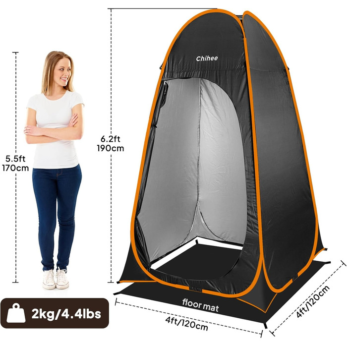 Зручне похідне переносне туалетне/душове намету-роздягальня Chihee - армійський зелений колір