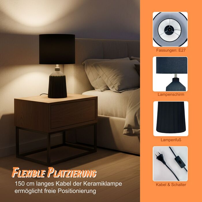Лампа настільна Relaxdays з керамічною основою