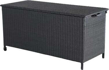 Ящик для зберігання садовий плетений Grand Patio 480л з кришкою, газліфтом, колесами, чорний