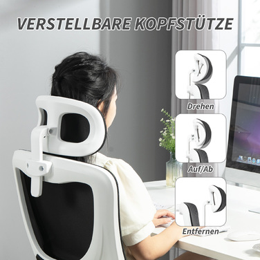 Офісний стіл, регульована висота, регульована підголовник, до 120 кг, 60x59x114-122 см, Чорний