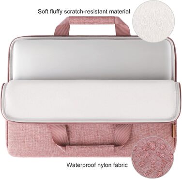 Чохол для ноутбука DOMISO 16 дюймів, сумісний з MacBook Pro (M4/M3/M2/M1) та іншими, водонепроникний, з ручкою, рожевий