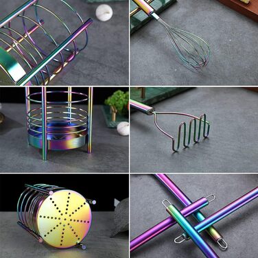 38-ти елементний набір кухонного посуду з силікону з підставкою для інструментів, силіконовими головками та нержавіючою сталею, кухонні аксесуари, набір посуду (сріблястий) (4. Райдуга + посудини для інструментів)