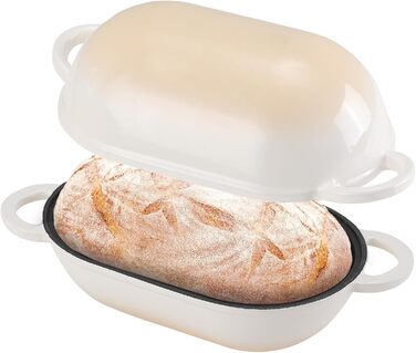Форма для випікання хліба з кришкою Gusseisen, 23 см, емальована чавунна форма, 2.75 л, для випікання хліба, підходить для духовки (перехідний колір блакитно-зелений)