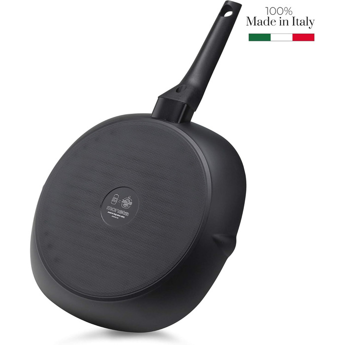 Сковорода гриль Moneta Ricla 28 см, з дозованим покриттям, чорна, з корпусу з 100% переробленого алюмінію