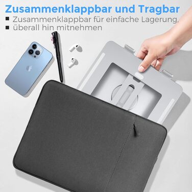 Підставка для ноутбука з регулюванням висоти та поворотним основанням, алюмінієва, для столу (срібна)