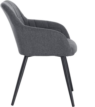 Крісло для їдальні WOLTU - 1 шт. Сучасне крісло з підлокітниками, тканина льон, металевий каркас, темно-сірий колір