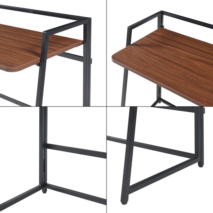 Складаний стіл Ringerike Стіл для ноутбука Комп'ютерний стіл Офісний стіл Стіл для ПК 104,5x53x85,5 см Маленький робочий стіл Домашній офіс Чорний/Горіх
