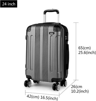 Набір валіз KONO Zwillingsrollen 3шт. (M-L-XL) з ABS-пластику сірого кольору