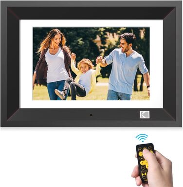 Цифровий фоторамка Kodak 10 дюймів з акумулятором, Wi-Fi, 32 ГБ, HD IPS сенсорний екран, фото/відео/музика, керування через додаток (Чорний)