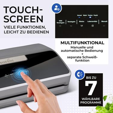 Вакууматор для продуктів BACHWERKE з рулоном та 10 пакетами, ширина шва 32 см, вакуумна машина для зберігання їжі, срібляста