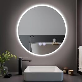 Круглий дзеркало для ванної кімнати з підсвічуванням Mursche - LED дзеркало для ванної кімнати, 60 см, IP44, з сенсорною панеллю