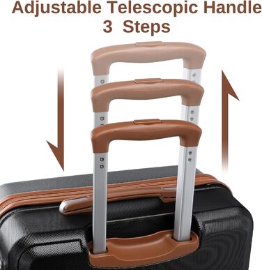 KONO Набір валіз: 6 частин, дорожній набір, багаж, косметичка, ручна сумка, культиватор (Чорний/Коричневий)