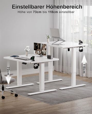 Дитячий електричний стіл Airfish, 80x60 см, регулювання висоти, пам'ять, для дому/офісу, білий