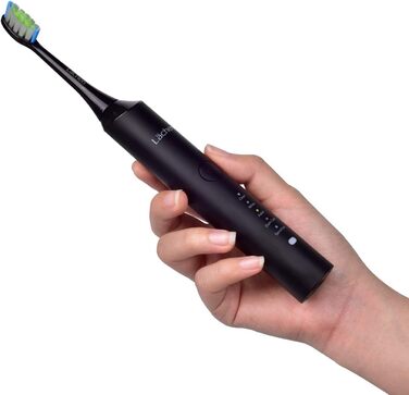 Електрична зубна щітка Lächen Schallzahnbürste (подвійний набір), 2 ручки та 2 футляри для подорожей, 5 режимів, 10 насадок (білий & чорний)