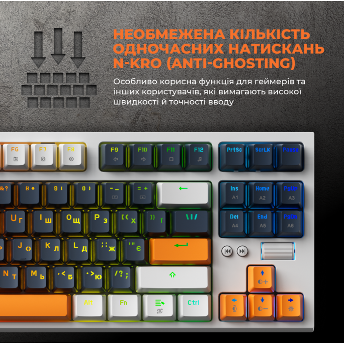 Дротова механічна клавіатура GamePro MK180W (Red) з Hot-Swap RGB White