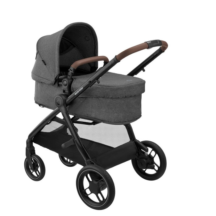 Дитяча коляска 3 в 1 Maxi-Cosi Zelia S Trio, сіра, 0-4 роки, до 22 кг, компактна, складна, з автокріслом CabrioFix i-Size, комплект з аксесуарами та пеленальною сумкою