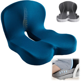 Ортопедичний наповнювач для сидіння з Memory Foam з підтримкою спини, для офісних та автомобільних крісел (Блакитний)