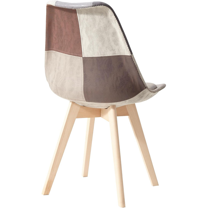 Стільці для їдальні в скандинавському стилі, ретро-дизайн, з м'яким сидінням, для кухні та офісу, з масивними буковими ніжками (набір 4 шт., сірий)