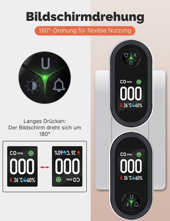 Датчик CO MOES з вилкою, 3-в-1: датчик CO, термометр та гігрометр, з акустичним сигналом, для дому та автодому, 1 шт.