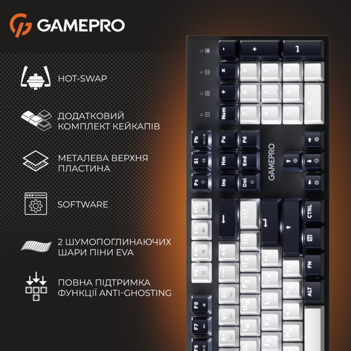 Дротова механічна клавіатура GamePro Genesis Metallic (MK144B) 100% Red switches