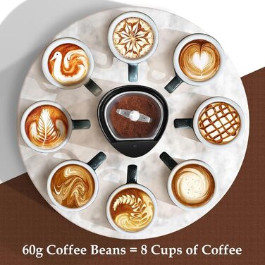 Кавомолка електрична Aigostar для кави, спецій та горіхів, нержавіюча сталь, 60г, 200 Вт, чорна (2 шт)