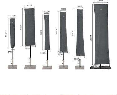 Захисний чохол для парасольки/маркізи Sekey, 260x65 см, сірий (136 x 23,5/27 см)