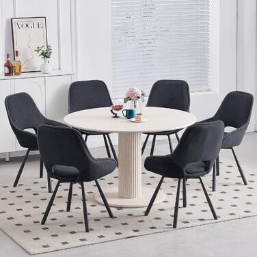 Набір з 6 обертових кухонних стільців, чорного кольору, з низькими підлокітниками, 180° оберт, автоматичне вирівнювання