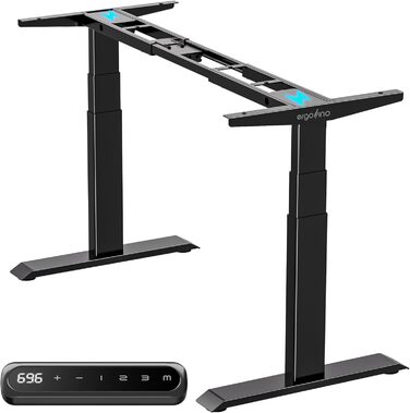 Ергофіно - Регульований стіл з металевим каркасом DT30 PRO (Чорний), 2 мотори, 3-рівневе регулювання, пам'ять, сертифікат GS, висока вантажопідйомність