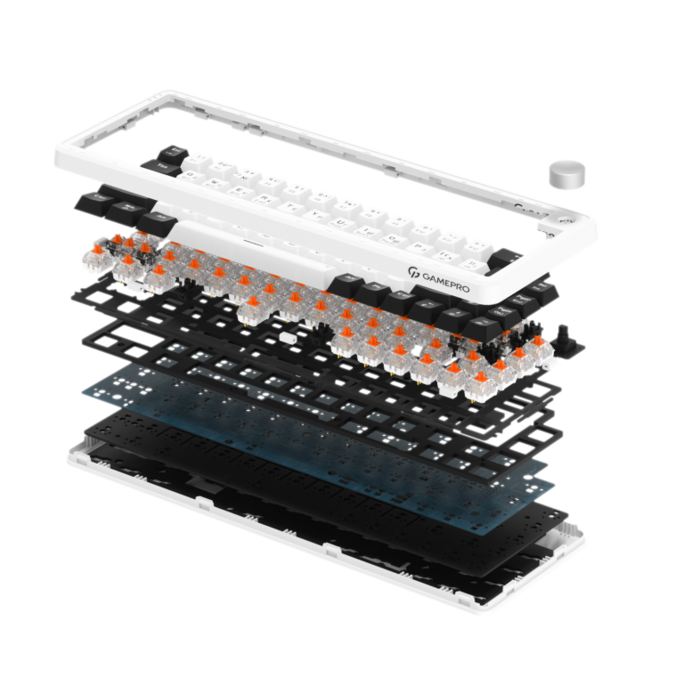 Бездротова механічна клавіатура GamePro Asgard Valhalla  (MK210W Pro) 65% QLAB orange switches