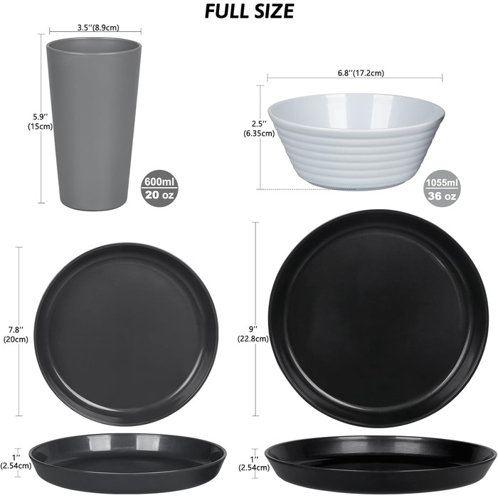 Набори пластикового посуду Greentainer (32 шт. ) Легкий і небиткий набір кемпінгового посуду зі столовими приборами, тарілками, мисками, чашками, столовим сервізом на 8 осіб, ідеально підходить для дітей і дорослих 32 шт. серія Gradient