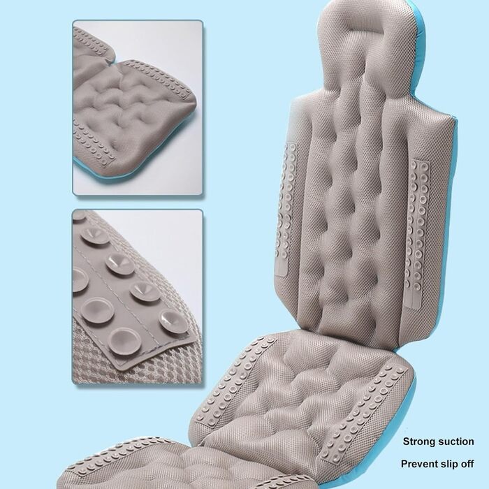 Подушка для ванни Ganzk?rper з неслизьким дном, м'який матеріал, для дорослих та гарячих джерел (блакитний)