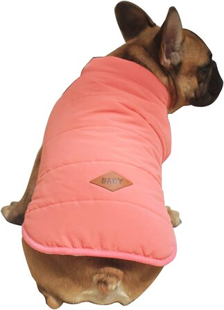 Зимовий одяг для домашніх тварин, мила тепла куртка для домашніх тварин, жилет, пальто, теплий жилет для французького бульдога (великий розмір, рожевий)