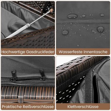 Лавка садова Costway з ротангу Polyrattan, з ящиком для зберігання, 2-місна, сіра (120x61x84 см) для балкона, тераси, саду з подушками