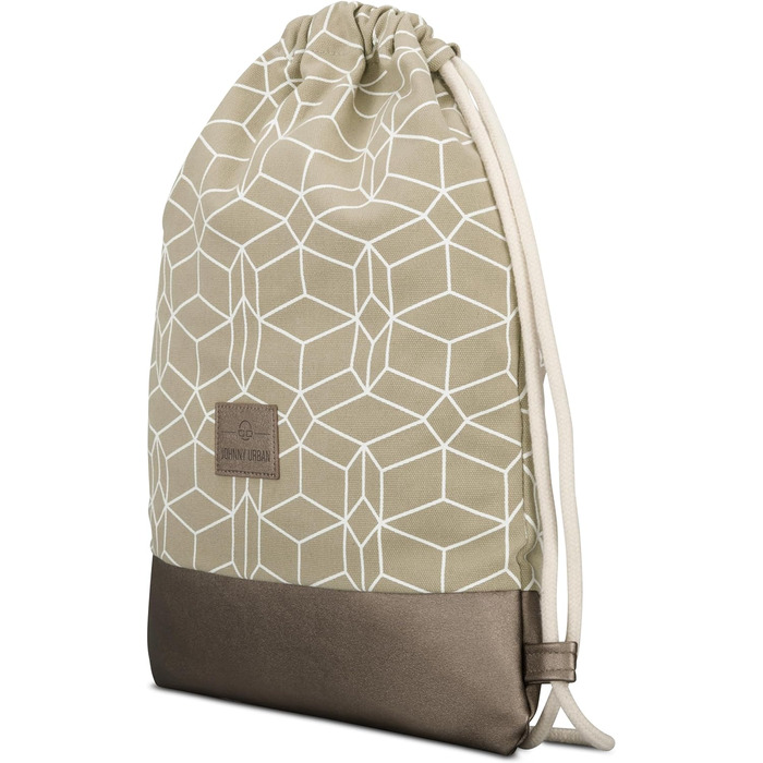 Спортивна сумка Рюкзак для жінок і чоловіків з внутрішньою кишенею - Виготовлений з міцної бавовни та веганської шкіри (пісочно-металевий візерунок)